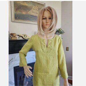 MARKS & SPENCER Light Green Linen Blouse Sz 4